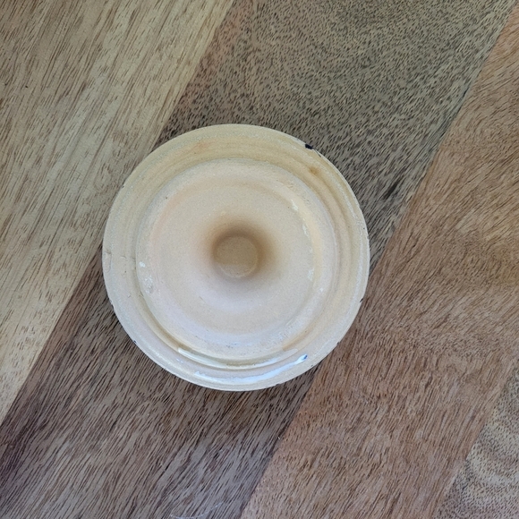 Vintage Blue and White Speckled Pottery Lidded Mini Crock Container - Picture 6 of 10